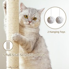 Cat Tree Tower Scratching Post for Indoor Large Cats, 28 Inches Light Grey 1