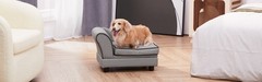 Teamson Pets Ivan Chaise Lounge Dog Bed with Storage for Pets Up to 33 lbs, Gray
