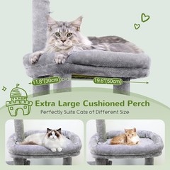 Globlazer Cat Tower for Indoor Adult Cats, 50-inch Heavy 50 inch, Light Grey