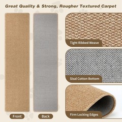 71×15.8 Inch Cat Wall Climbing Carpet 16 PCS Nail Scratch Pad Camel Couch
