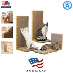 3-Pack Cardboard Cat Scratcher for Indoor Cats, 23 Inch L Shaped Vertical Cat…