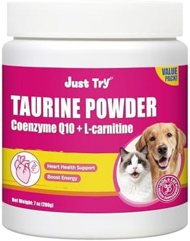 Just Try 7OZ Taurine for Cats & Dogs with CoQ10 – Heart Supplement Powder Suppor