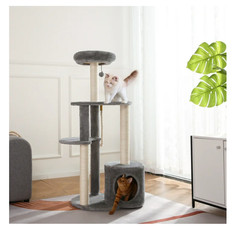 Vibrant Life Cat Tree 47in Multi Level Cat Tower Gray Scratching Posts