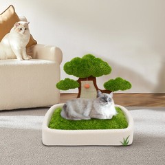 23.6” Green Tree Cat Bed Cat Cozy Condo with Scratching Post Padded Bed