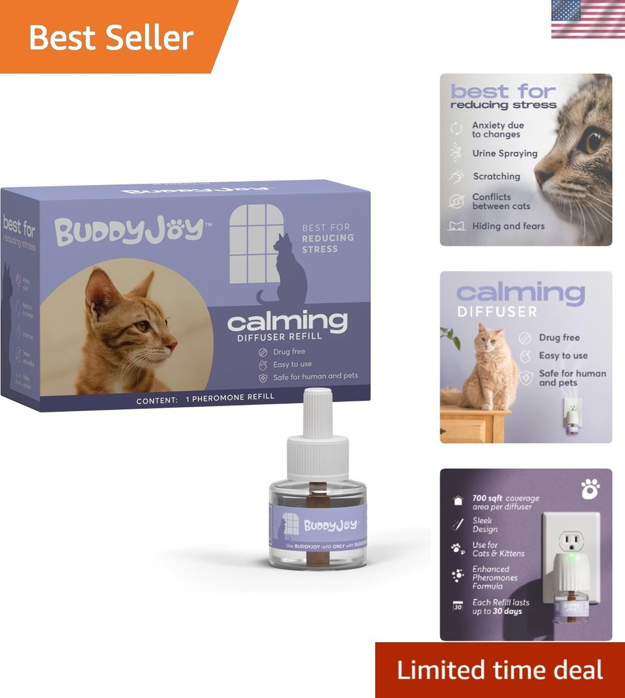 Cat Stress Relief Diffuser Refills with Pheromones – 1 Refill for 30 Days