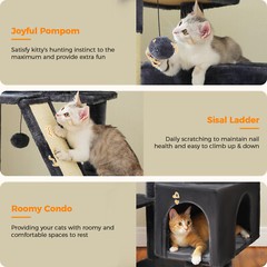 PAWZ Road Tall Cat Tree Multi-Level Cat Tower for Indoor Cat Scratching Post M/L