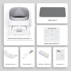 Petpivot Autoscooper 11 Cat Self Cleaning Litter Box White and Gray