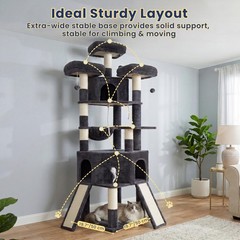 Cat Tree, 81.1-Inch Tall Heavy Duty Cat Tower with Diamond-Shaped Condo for L…