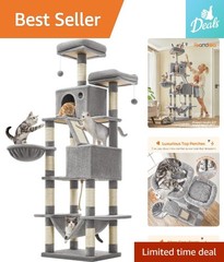 Elegant 81.1-Inch Cat Condo with 5 Levels, Perches, Caves, and Scratching Areas
