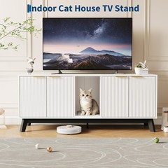 Cat Litter Mat Included Hidden Litter Boxes Furniture, Double Room Cat Litter Bo