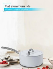 BLACK+DECKER 9-Piece Ceramic White Aluminum Cookware Set, Pots and Pans Set with