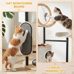 66-Inch Cat Condo with Scratching Post with Dangling Ball P latform Hammock