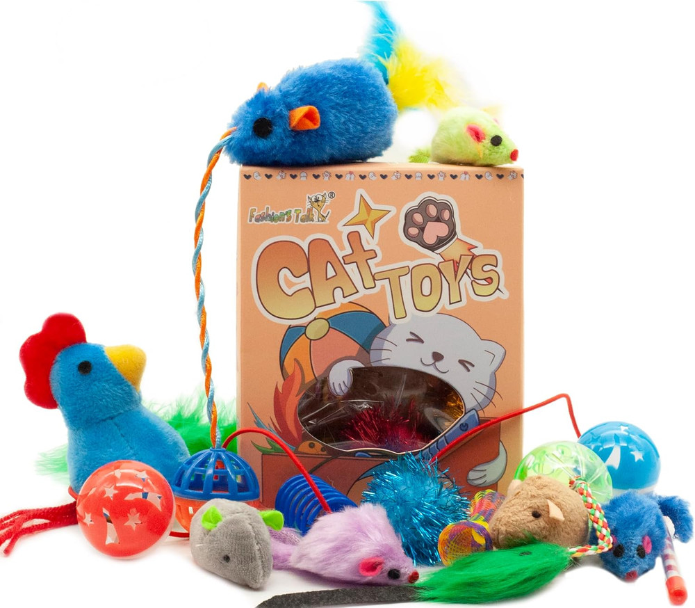 Fashion’S Talk Cat Toys, Kitty Variety Pack for Kitten Cats, 20 Count Plush, Tea