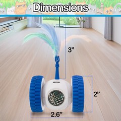 Interactive Cat & Dog Toy LED Lights Wheels Moving Teaser Feather Wand Ball Toy