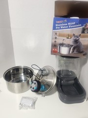 tomxcute Stainless Steel Pet Water Fountain 3.2L 108 oz SUS304 w/ Pump Filters