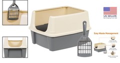 Spacious Open Top Cat Litter Box 19×15 – Perfect for Large and Senior Cats