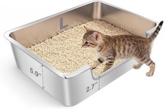 Low Entry Litter Box for Senior or Disabled & Injured Cats Stainless Steel High
