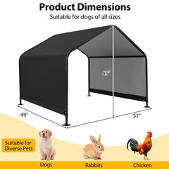 Dog Shade Shelter with Waterproof Roof for Large Medium Small Breeds-Black – Col