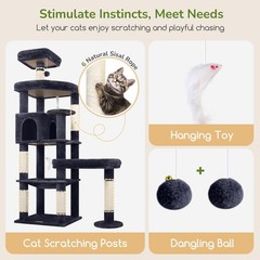 Globlazer Extra Large Platform Cat Tree, 65in Sturdy 65inch, Dark Grey