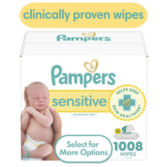 2P Pampers Sensitive Baby Wipes Unscented, 12 Pack, 1008 Total