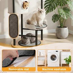 66-Inch Cat Condo with Scratching Post with Dangling Ball P latform Hammock