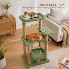 PAWZ Road Multi-level Cat Tree for Large Cats Cat Tower with Top Large Perch Bed