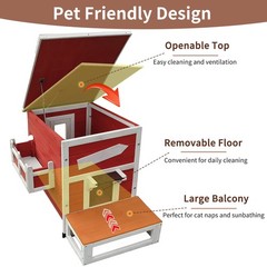 Outdoor Cat Shelter with Escape Door Rainproof Outside Kitty House