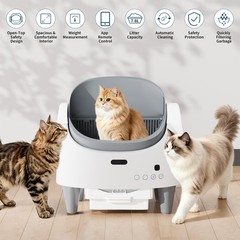 Litter Box, Self-Cleaning Litter Box with Open-Top Design, 15-Laye Cat Automatic