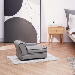 Teamson Pets Ivan Chaise Lounge Dog Bed with Storage for Pets Up to 33 lbs, Gray