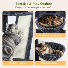 Globlazer 80in Extra Large Cat Tree Tower Corner Condo Dark Grey