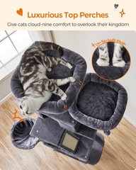 Cat Tree, 81.1-Inch Large Cat Tower, Multi-Level Plush Condo with 13 Scratchi…
