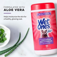 Wet Ones for Cats Freshening Wipes, Multi-Purpose Cat 50 Count (Pack of 1)