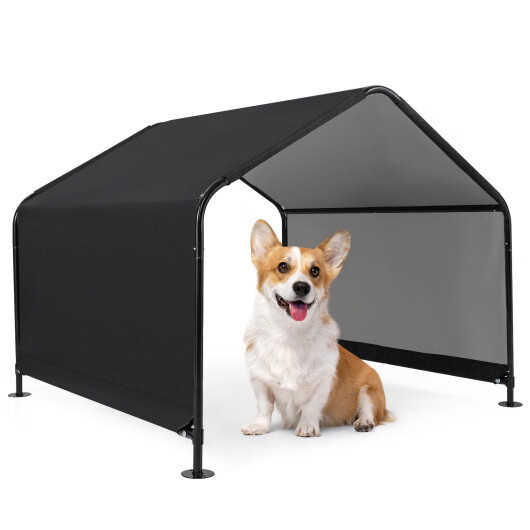 Dog Shade Shelter with Waterproof Roof for Large Medium Small Breeds-Black – Col