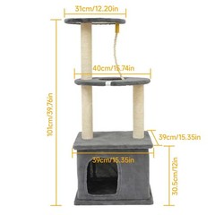 40″ Compact Cat Tree with Semi-Enclosed Condo, Space-Saving for Small Apartments