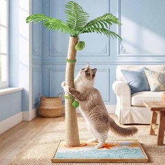 Palm Tree Cat Scratching Post 43 Tall Carpet Scratcher with Perch for Indoor Cat