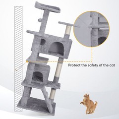 Light Grey Cat Tree Tower Activity Center Playing House Condo for Cat Rest Sturd