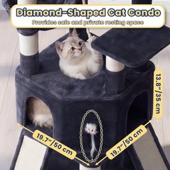 Cat Tree, 81.1-Inch Tall Heavy Duty Cat Tower with Diamond-Shaped Condo for L…