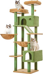 71-Inch Large Cat Tree for Large Cats, Plush Multi-Level Cat Condo with 8 Scratc