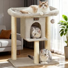 Cat Tree Tower Scratching Post for Indoor Large Cats, 28 Inches Light Grey 1