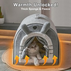 Jiupety Cat Houses for Indoor Cats, Cave Bed with Door Curtain Design, Cute P…