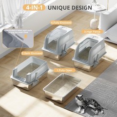 Stainless Steel Cat Litter Box, Cat Litter Box, Easy to Clean Metal Cat Box -…