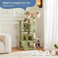 54″ Indoor Cat Tree Tower with Toys,Multi-Level Pet House for Large Cats,Green
