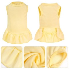 2 Pcs Dog Dress Cute Cat Skirt Solid Color Summer Clothes Large, Yellow,Pink
