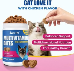 Just Try 23 in 1 Taurine for Cats Vitamins Treats with L-Lysine for Immune, Join