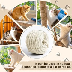 Sisal Rope for Cat Scratcher 1/4″ 165 Ft Cat Tree Twine for Repairing Cat Scr…