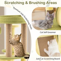 Avocado Cat Tree Multi-level Cat Tower w/ Private Condo Cat Self-grooming Brush