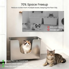 13.8″ Stainless Steel Cat Litter Box XL High Sides Metal Kitty Pan w/ Wheels