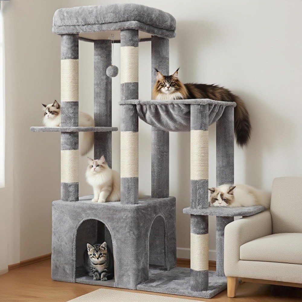 Heybly Heavy Duty Cat Tree, Tower for Indoor Cats Large Adult, Tall Cat Condo…