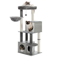 PAWZ Road Large Cat Tree 51″ Wooden Cat Tower with Double Condos Scratching Post