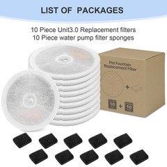 10 Pack Upgraded Filter Unit 3.0 Pet Cat Water Fountain Filters Fit for E ver…